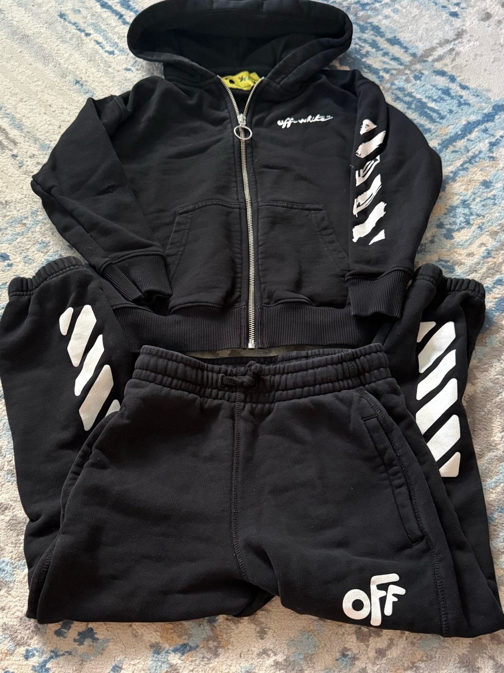 Off-White Kids Black Pants and Hoodie
